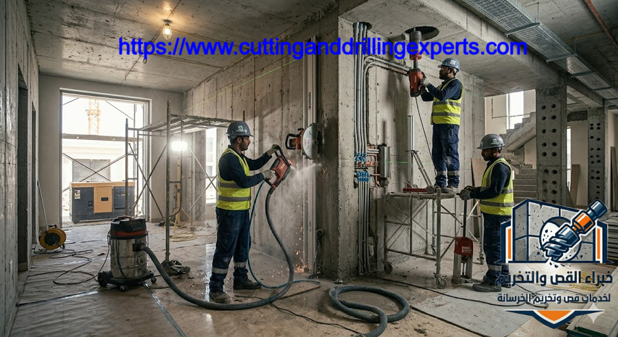 شركة قص وتخريم الخرسانة بالرياض باستخدام الكور الماسي بدون تكسير وبأحدث المعدات